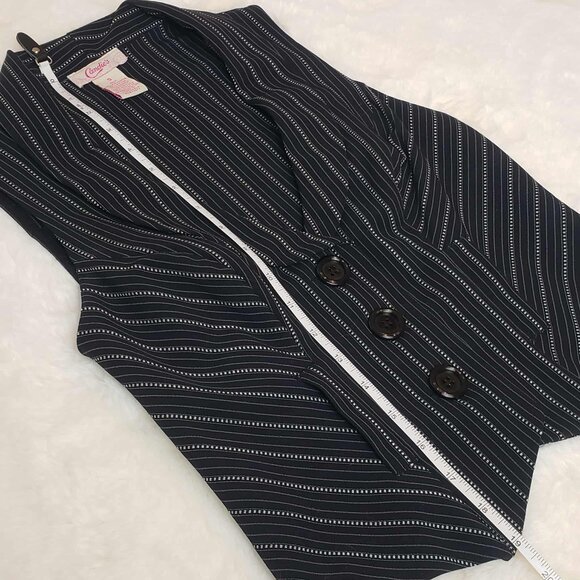 * CANDIE'S * Juniors Small Black & White Striped Button-Up Vest - Picture 12 of 13